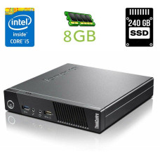 Неттоп Lenovo ThinkCentre M93 Tiny USFF / Intel Core i5-4570 (4 ядра по 3.2 - 3.6 GHz) / 8 GB DDR3 / 240 GB SSD / Intel HD Graphics 4600 / DisplayPort б/в