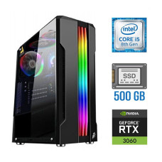 Ігровий ПК Tower / Intel Core i5-8500 (6 ядер по 3-4.1 GHz) / 16GB DDR4 / 500GB SSD NEW / GeForce RTX 3060, 12GB GDDR6, 192-bit б/в