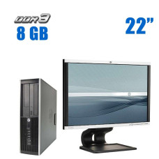 Комплект ПК: HP Compaq 6200 Pro SFF / Intel Core i3-2100 (2(4) ядра по 3.1GHz) / 8GB DDR3 / 240GB SSD / HD Graphics 2000 + Монітор HP Compaq LA2205wg / 22" TN / DVI, VGA + Клавіатура і миш б/в