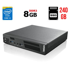 Неттоп Lenovo ThinkCentre M73 Tiny USFF / Core i5-4460T (4 ядра по 1.9-2.7GHz) / 8GB DDR3 / 240GB SSD / HD Graphics 4600 / DisplayPort б/в