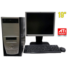 Комплект ПК: Asus Tower / Core 2 Duo E8200 (2 ядра по 2.66GHz) / 4GB DDR2 / 250GB HDD / ATI Radeon HD 2400 PRO, 256MB DDR2, 64-bit / DVD-ROM + Монітор HP L1940T / 19" TN / VGA, DVI, USB + Клавіатура, миш і кабелі б/в
