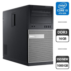 Комп'ютер Dell OptiPlex 9020 Tower / Intel Core i5-4570 (4 ядра по 3.2 - 3.6 GHz) / 16 GB DDR3 / 1000 GB SSD NEW / Intel HD Graphics 4600 / VGA б/в