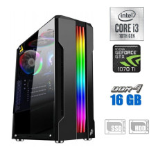 Ігровий ПК / Core i3-10100F (4(8) ядра по 3.6-4.3GHz) NEW / 16GB DDR4 NEW / 120GB SSD NEW + 500GB HDD / GeForce GTX 1070 Ti, 8GB GDDR5, 256bit / 600W NEW б/в