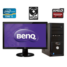 Комплект ПК: RIM2000 Patriot Tower / Intel Core i5-2400 (4 ядра по 3.1-3.4 GHz) / 8GB DDR3 / 500GB HDD / AMD Radeon HD 8490, 1 GB DDR3, 64-bit / 350W + Монітор Б-клас BenQ G2255-B / 22" TN / VGA, DVI + миша та клавіатура NEW б/в