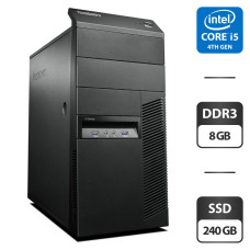 Комп'ютер Lenovo ThinkCentre M83 Tower / Intel Core i5-4460 (4 ядра по 3.2-3.4 GHz) / 8GB DDR3 / 240GB SSD / HD Graphics 4600 / VGA / DisplayPort б/в