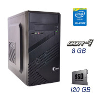 Комп'ютер QUBE QB05M Tower / Intel Celeron G4900 (2 ядра по 3.1 GHz) / 8GB DDR4 (2666 MHz) / 120 GB SSD / 400W / H310