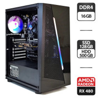 Ігровий ПК Frontier Karo 22A Tower / Core i5-4440 (4 ядра по 3.1-3.3 GHz) / 16GB DDR4 / 128GB SSD + 500GB HDD / Radeon RX 480, 8 GB GDDR5, 256-bit / 600W б/в