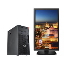 Комплект ПК: Fujitsu Esprimo P557 E85+ Tower / Intel Core i5-6400 (4 ядра по 2.7 - 3.3 GHz) / 16GB DDR3 / 480GB SSD / Intel HD Graphics 530 / 280W + Монітор 24" (1920x1080) IPS / 2x 1W б/в