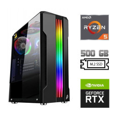 Ігровий ПК / AMD Ryzen 5 5500 (6 (12) ядер по 3.6 - 4.2 GHz) / 16 GB DDR4 / 500 GB SSD M.2 / nVidia GeForce RTX 3060 Ti, 8 GB GDDR6, 256-bit / 700W