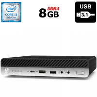 Неттоп HP ProDesk 600 G4 Mini USFF / Intel Core i3-8100T (4 ядра по 3.1 GHz) / 8 GB DDR4 / no HDD / Intel UHD Graphics 630 / USB 3.1 / DisplayPort б/в