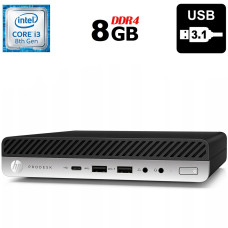 Неттоп HP ProDesk 600 G4 Mini USFF / Intel Core i3-8100T (4 ядра по 3.1 GHz) / 8 GB DDR4 / no HDD / Intel UHD Graphics 630 / USB 3.1 / DisplayPort б/в