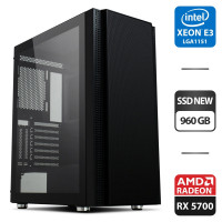 Ігровий ПК Vinga Tomcat Tower NEW / Intel Xeon E3-1240 v5 (аналог Intel Core i7-6700) (4 (8) ядра по 3.5 - 3.9 GHz) / 16 GB DDR4 NEW / 960 GB SSD NEW / AMD Radeon RX 5700, 8 GB GDDR6, 256-bit / 1350W б/в