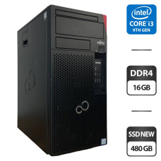 Комп'ютер Б-клас Fujitsu Esprimo P758 E85+ Tower / Intel Core i3-9100 (4 ядра по 3.6 - 4.2 GHz) / 16 GB DDR4 / 480 GB SSD NEW / Intel UHD Graphics 630 / DVI б/в