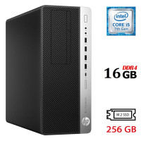 Комп'ютер HP EliteDesk 800 G3 Tower / Intel Core i5-7500 (4 ядра по 3.4 - 3.8 GHz) / 16 GB DDR4 / 256 GB SSD M.2 NEW / Intel HD Graphics 630 / DisplayPort / Windows 11 Pro б/в