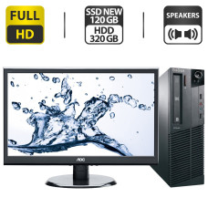 Комплект ПК: Lenovo/Core i5-2400 4 ядра 3.1GHz/8GB DDR3/120GB SSD NEW+320GB HDD / Intel HD Graphics 2000+Монітор Б-клас AOC 21.5" б/в