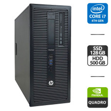 Компьютер HP EliteDesk 800 G1 Tower / Intel Core i7-4770 (4 (8) ядра по 3.4 - 3.9 GHz) / 16 GB DDR3 / 128 GB SSD + 500 GB HDD / nVidia GeForce GT 530, 2 GB GDDR3, 128-bit / DVD-ROM / HDMI б/в