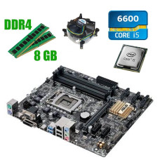 Комплект: Материнська плата ASUS B150M-A LGA1151 + Intel Core i5-6600 (4 ядра 3.3 – 3.9 GHz) + 8 GB DDR4 + Кулер