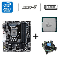 Комплект: Материнська плата Gigabyte GA-B150M-D3P + Intel Core i5-6400 (4 ядра по 2.7-3.3 GHz) + Кулер BOX б/в