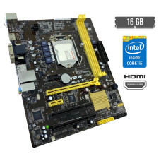 Комплект: Материнська плата Asus H81M-CT / Intel Core i5-4590S (4 ядра по 3-3.7 GHz) / 16 GB DDR3 / Intel HD Graphics 4600 / Socket LGA1150 / Кулер б/в