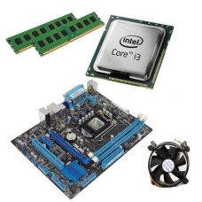 Комплект б/в: материнська плата H61 LGA1155 + CPU Intel Core i3-3220 (2 ядра по 3.3 GHz) + 4 GB DDR3 + Кулер