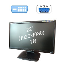 Монітор Iiyama E2208HDS / 22" (1920x1080) TN / 1x DVI, 1x VGA, 1x Audio Port / Вбудовані колонки 2x 1W б/в