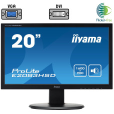 Монітор Б-клас Iiyama ProLite E2083HSD / 19.5" (1600x900) TN / VGA, DVI, Audio / Вбудовані колонки 2x 1W / VESA 100x100 б/в