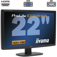 Монітор Iiyama ProLite E2209HDS / 22" (1920x1080) TN / VGA, DVI, HDMI, Audio / Встроенные колонки 2x 2W / VESA 100x100 б/в