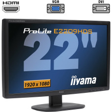 Монітор Iiyama ProLite E2209HDS / 22" (1920x1080) TN / VGA, DVI, HDMI, Audio / Встроенные колонки 2x 2W / VESA 100x100 б/в