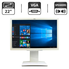 Монітор Б-клас Fujitsu B22W-7 / 22" (1680x1050) TN / USB 2.0, VGA, DVI, DisplayPort / Вбудовоні колонки 2x 1.5W / VESA 100x100 + Кабелі підключення (VGA та живлення) б/в
