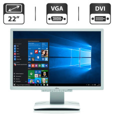 Монітор Б-клас Fujitsu B22W-6 / 22" TN / DVI, VGA, DisplayPort / Вбудовані колонки 2x2W / VESA 100x100 + Кабелі підключення б/в