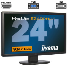 Монітор Iiyama ProLite E2409HDS / 24" (1920x1080) TN / VGA, DVI, HDMI, Audio / Вбудовані колонки (2x 2W) / VESA 100x100 б/в