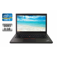 Ультрабук Lenovo ThinkPad T450 / 14" (1600x900) TN / Intel Core i5-5300U (2 (4) ядра по 2.3 - 2.9 GHz) / 8 GB DDR3 / 128 GB SSD / Intel HD Graphics 5500 / WebCam б/в
