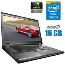 Мобільна робоча станція Lenovo ThinkPad W530 / 15.6" (1600x900) TN / Intel Core i7-3740QM (4 (8) ядра по 2.7 - 3.7 GHz) / 16 GB DDR3 / 240 GB SSD / nVidia Quadro K1000M, 2 GB DDR3, 128-bit / WebCam б/в
