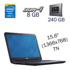 Ноутбук Dell Latitude 3540 / 15.6" (1366x768) TN / Intel Core i3-4100U (2 (4) ядра по 1.8 GHz) / 8 GB DDR4 / 240 GB SSD / Intel HD Graphics 4400 / WebCam б/в