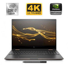 Ігровий ноутбук-трансформер HP Spectre x360 15-eb0043dx / 15.6" (3840x2160) IPS Touch / Intel Core i7-10510U (4 (8) ядра по 1.8 - 4.9 GHz) / 16 GB DDR4 / 512 GB SSD M.2 + 32 GB SSD / nVidia GeForce MX330, 2 GB GDDR5, 64-bit / WebCam / HDMI б/в
