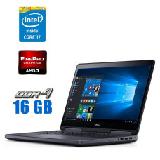 Робоча станція Dell Precision 7510 / 15.6" IPS / Intel Core i7-6820HQ (4(8) ядра по 2.7-3.6GHz) / 16GB DDR4 / 512GB SSD / FirePro W5170M, 2GB GDDR5, 128-bit / miniDP / HDMI б/в