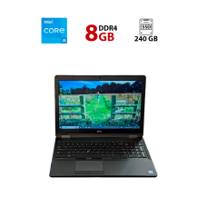 Ноутбук Б-клас Dell Latitude E5570 / 15.6" (1366x768) TN / Intel Core i5-6440HQ (4 ядра по 2.6 - 3.5 GHz) / 8 GB DDR4 / 240 GB SSD / Intel HD Graphics 530 / WebCam / HDMI б/в
