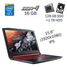 Ігровий ноутбук Acer Nitro 5 AN515-52 / 15.6" IPS / Core i5-8300H (4(8) ядра по 2.3-4 GHz) / 16GB DDR4 / 128GB SSD+1 TB HDD / GeForce GTX 1050, 4GB GDDR5, 128-bit / WebCam б/в
