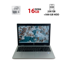 Ноутбук Б-клас HP ProBook 650 G4 / 15.6" (1920x1080) TN / Intel Core i5-8250U (4 (8) ядра по 1.6 - 3.4 GHz) / 16 GB DDR4 / 256 GB SSD + 500 GB HDD / Intel HD Graphics 620 / WebCam б/в