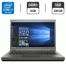 Ноутбук Б-клас Lenovo ThinkPad T440p / 14" (1920x1080) TN / Intel Core i7-4600M (2 (4) ядра по 2.9 - 3.6 GHz) / 8 GB DDR3 / 240 GB SSD / Intel HD Graphics 4600 / VGA б/в