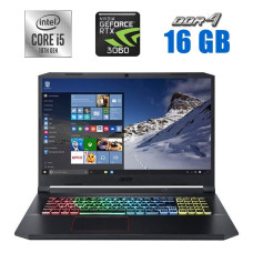 Ігровий ноутбук Acer Nitro 5 AN517-52 / 17.3" (1920x1080) IPS / Intel Core i5-10300H (4 (8) ядра по 2.5 - 4.5 GHz) / 16 GB DDR4 / 480 GB SSD / nVidia GeForce RTX 3060, 6 GB GDDR6, 192-bit / WebCam б/в