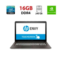 Ігровий ноутбук HP Envy 17t-n100 / 17.3" (1920x1080) TN Touch / Intel Core i7-6700HQ (4 (8) ядра по 2.6 - 3.5 GHz) / 16 GB DDR4 / 120 GB SSD + 240 GB SSD / nVidia GeForce GTX 950M, 4 GB GDDR5, 128-bit / WebCam б/в