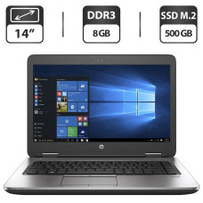 Ноутбук HP ProBook 645 G2 / 14" (1366x768) TN / AMD A10-8700B (4 ядра по 1.8 - 3.2 GHz) / 8 GB DDR3 / 500 GB SSD M.2 / AMD Radeon R6 Graphics / WebCam / Windows 10 Pro б/в