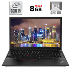 Ноутбук Б-клас Lenovo ThinkPad E15 / 15.6" (1920x1080) IPS / Intel Core i5-10210U (4 (8) ядра по 1.6 - 4.2 GHz) / 8 GB DDR4 / 480 GB SSD / Intel UHD Graphics / WebCam / USB 3.1 / HDMI б/в