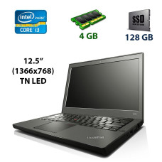 Нетбук Lenovo ThinkPad X240 / 12.5" (1366x768) TN / Intel Core i3-4030U (2 (4) ядра по 1.9 GHz) / 4 GB DDR3 / 128 GB SSD / Intel HD Graphics 4400 / WebCam / USB 3.0 / MiniDP / Win 10 Pro б/в