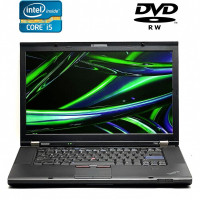 Ноутбук Б-клас Lenovo ThinkPad T520 / 15.6" (1600x900) TN / Intel Core i5-2410M (2 (4) ядра по 2.3 - 2.9 GHz) / 4 GB DDR3 / 320 GB HDD / Intel HD Graphics 3000 / WebCam / DVD-RW / DisplayPort б/в