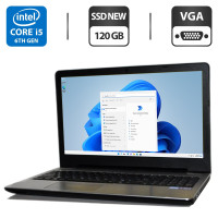 Ноутбук Pegatron D15S PlaidBook / 15.6" (1366x768) TN / Intel Core i5-6200U (2 (4) ядра по 2.3 - 2.8 GHz) / 8 GB DDR3 / 120 GB SSD NEW / Intel HD Graphics 520 / WebCam / АКБ NEW / Windows 11 Pro б/в