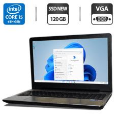 Ноутбук Pegatron D15S PlaidBook / 15.6" (1366x768) TN / Intel Core i5-6200U (2 (4) ядра по 2.3 - 2.8 GHz) / 8 GB DDR3 / 120 GB SSD NEW / Intel HD Graphics 520 / WebCam / АКБ NEW / Windows 11 Pro б/в