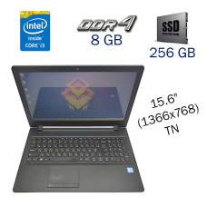 Ноутбук Б клас Lenovo IdeaPad 110-15ISK / 15.6" (1366x768) TN / Intel Core i3-6100U (2 (4) ядра по 2.3 GHz) / 8 GB DDR4 / 256 GB SSD / WebCam / DVD-ROM б/в
