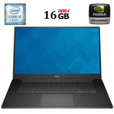 Мобільна робоча станція Б-клас Dell Precision 5510 / 15.6" (1920x1080) IPS / Intel Core i5-6300HQ (4 ядра по 2.3 - 3.2 GHz) / 16 GB DDR4 / 240 GB SSD M.2 / nVidia Quadro M1000M, 2 GB GDDR5, 128-bit / WebCam / HDMI / Windows 10 б/в